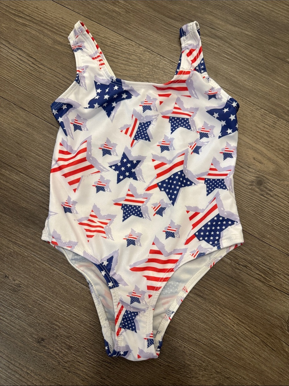🆕 Kids Patriotic Star One-Piece Swimsuit - White, Red & Blue. 3t/4t. NWOT!🇺🇸